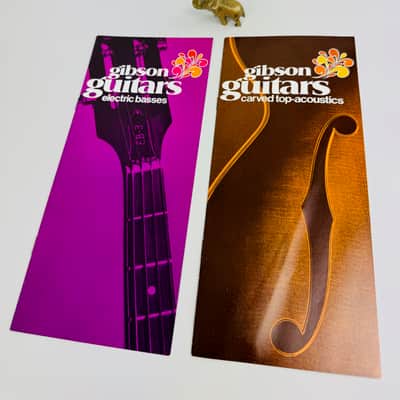 Gibson Brochures Pair — Electric Basses & Carved-Top Acoustics 1970