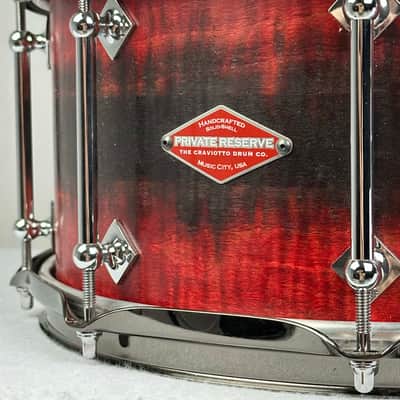 Craviotto 6.5x14" Private Reserve Solid Curly Maple Snare Drum - 2023 Red/Black Satin Duco Fade image 7