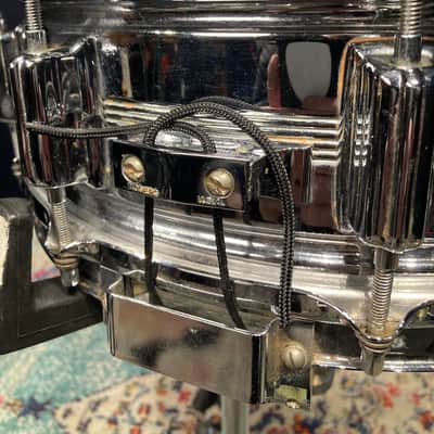 David Frangioni Collection, Rogers - 14x5" Metal, 5-Line, Dyna-Sonic, Chrome Over Brass, Snare Drum, With Beavertail Lugs, 1960's - Chrome image 10
