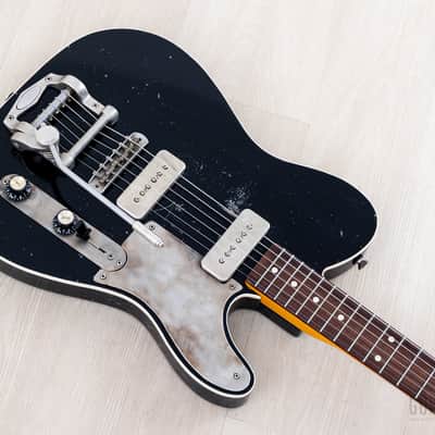 2021 Macmull Heartbreaker Custom P-90 HB-C T-Style Black Relic w/ Bigsby, Case & CoA image 9