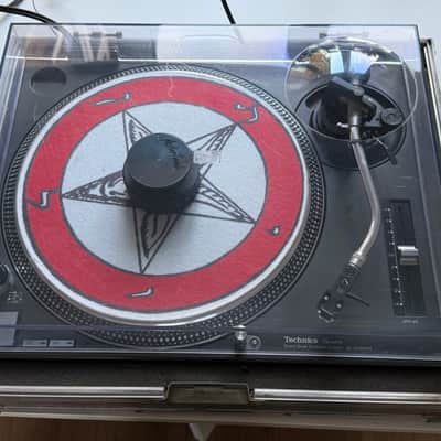 Technics SL-1210MK2 with flightcase, Shure m44-7 and Mastersounds weight image 2