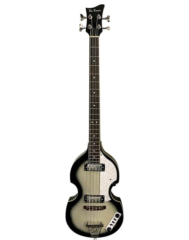 De Rosa GB-BB2-SLB Hollow Body Maple Neck 4-String Electric Violin Bass Guitar w/Gig Bag, Strap, Strings & Picks image 1