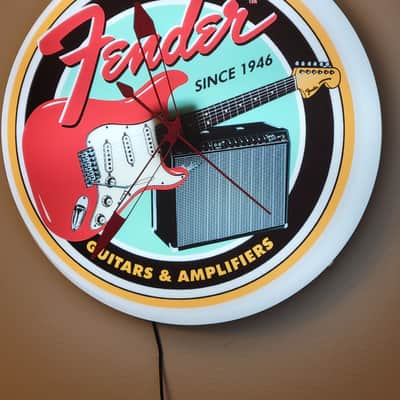 Fender Guitars Dealer Style Light Up Clock Killer Cool Man Cave/Garage/Bar Item Strat & Twin Reverb image 2