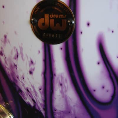 DW Drums Collector's Custom Ordered USA 6pc Drum Kit White & Purple Flames image 7