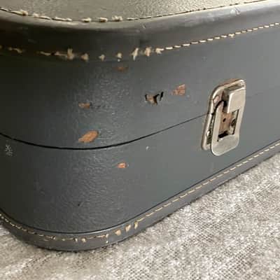 Vintage 1960’s Epiphone Newport Short Scale Bass Hardshell Case Gray Tolex Blue Interior CASE ONLY Extremely Rare image 13
