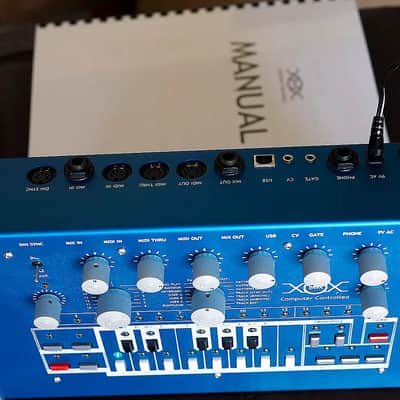 Custom x0xb0x by Andy Pledger. Blue metal with green LEDs. TB-303 style analog synthesizer sequencer image 7