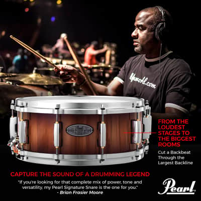 Pearl 14x5.5" Brian Frasier Moore Signature Snare Drum | 12 Ply | Gum Maple Wood | Authorized Dealer image 3