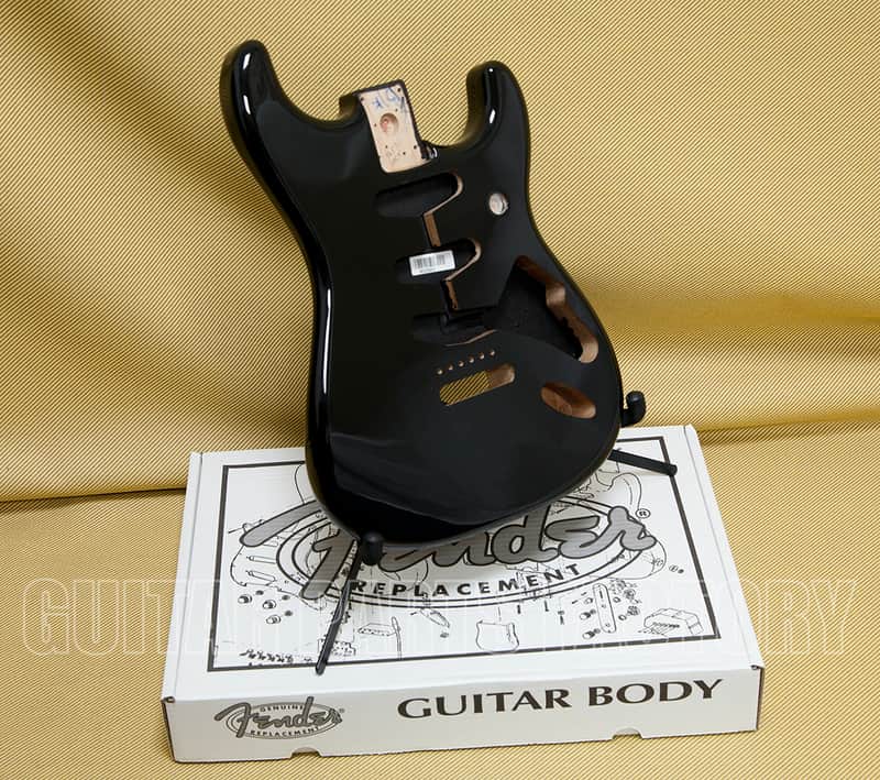 099-8003-706 Genuine Fender Black Classic Series 60s Strat SSS Alder Guitar Body Vintage Bridge image 1