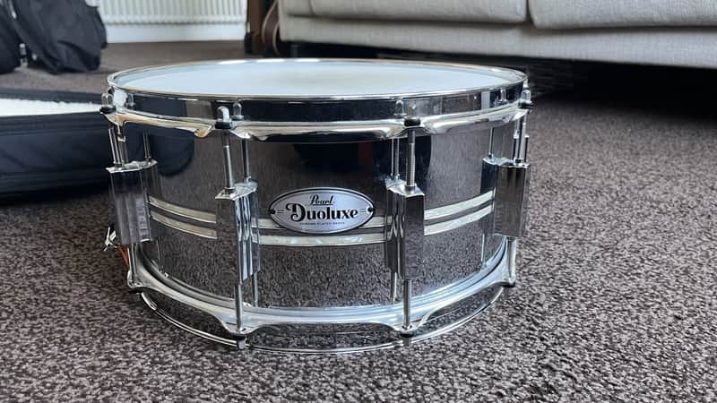 Pearl 14 x 6.5" Sensitone Duoluxe Snare Drum with Protection Racket Case 2024 - Silver image 1