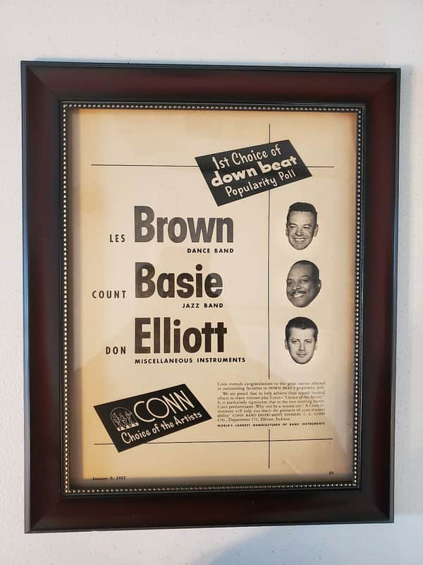 1957 Conn Horns Promotional Ad Framed Count Basie, Les Brown & Don Elliott Original image 1