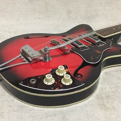 Teisco Kingston Kawai Rare Offset Hollowbody Electric Guitar 1960's Japan Redburst image 7