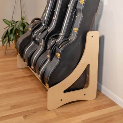 "Case Place" single level storage rack for acoustic, electric, bass, and other instrument cases NATURAL image 3