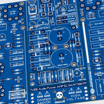 Tube Stereo Amplifier 2xEL34 PP / 35Wrms ReDesign PCB (Elektor) All In One PCB image 6