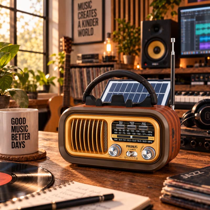 Retro AM/FM/SW Radio Bluetooth 5.0 Speaker Solar Rechargeable USB TF Portable Vintage Radio image 1