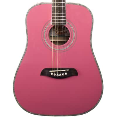 Oscar Schmidt OG1 Student 3/4 Size Dreadnought Acoustic Guitar, Pink image 2