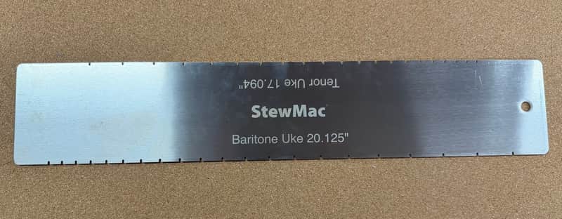 Stewmac Ukulele 17-3/32" tenor and 20-1/8" Baritone Scales Fretting Template image 1