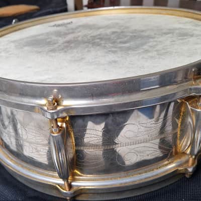 Extremely Rare Gretsch 4160G Round Badge COB Snare – 24k Gold Plated, image 14