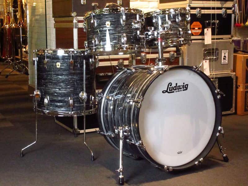 Ludwig Legacy Mahogany & Maple 4-pc Drum Set 20", 10", 12", 14" Vintage Black Oyster image 1