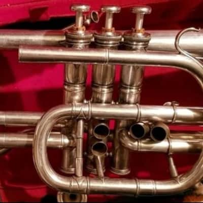 SML Strasser Marigaux Lemaire B Flat Silver Plated Cornet 1930s image 14