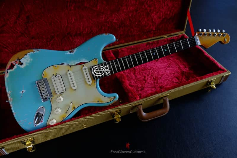 Fender Stratocaster American Deluxe Daphne Blue HSS Made in USA Relic Aged image 1