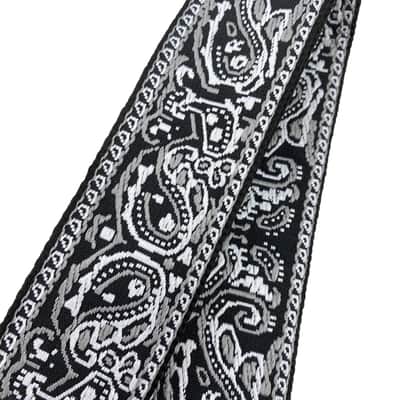 Black Woven Embroidered Guitar Strap - Vintage Style for Electric & Acoustic image 6