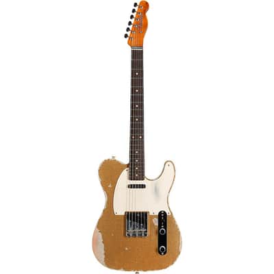 Fender Custom Shop Limited-Edition Texas Telecaster Heavy Relic Electric Guitar Regular Gold Metal Flake/Aged Olympic White image 3