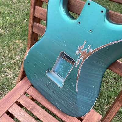 MJT Stratocaster body fits Fender 2015 *Metallic* Lake placid blue relic. Amazing finish checking! image 4