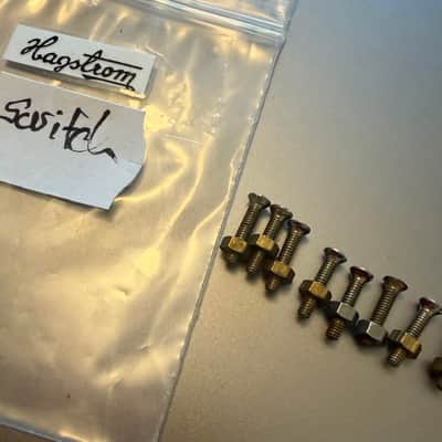 Hagstrom Kent Switch guard flat-head screws with nuts [complete vintage set of 8] 1962-1969 image 5
