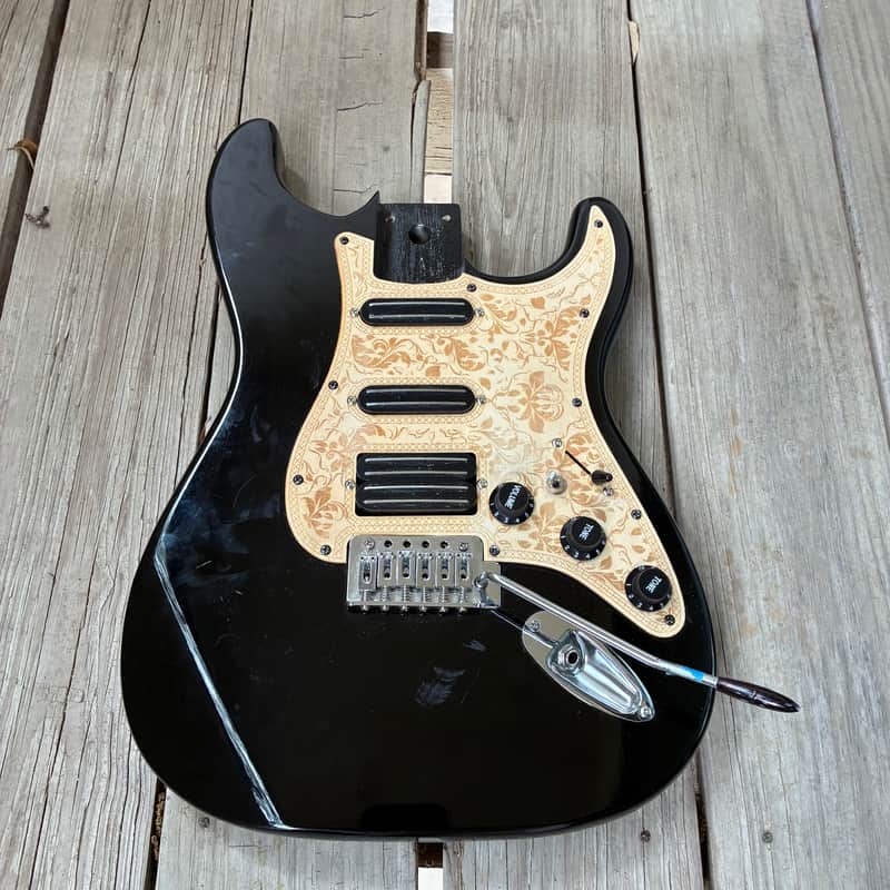 N/A Brand unbranded loaded fender squier Stratocaster Strat body project - Rail pickups Black image 1