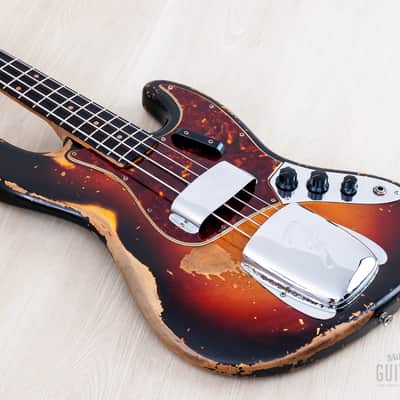 1962 Fender Jazz Bass Vintage Pre-CBS Slab Board, Sunburst w/ Case image 10