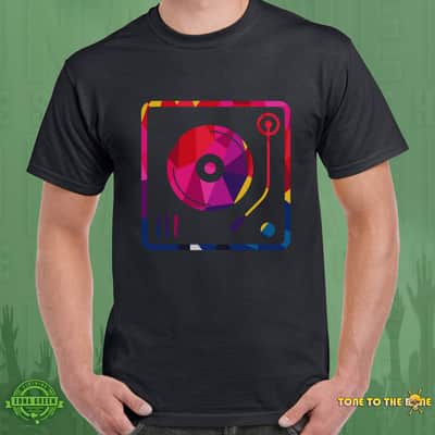Abstract Turntable Custom Printed T-Shirt Black - Large image 2