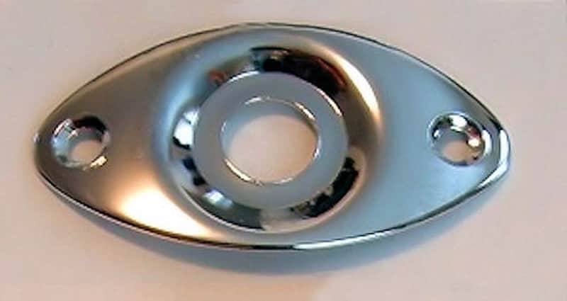 Guitar Parts - JACK PLATE Curved Recessed OVAL - CHROME image 1