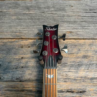 Used Schecter Stiletto Extreme 5 Bass Guitar - Black Cherry w/Bag image 4