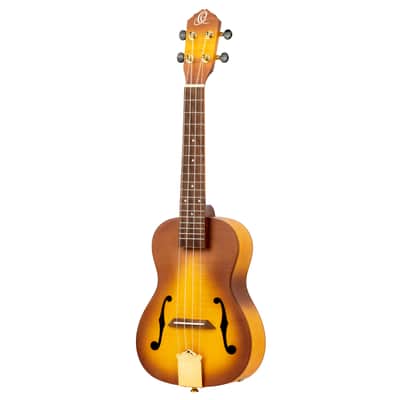 Ortega Custom Built Series Flamed Maple Arched Top Okoume Neck 4-String Concert Electric Ukulele w/Gig Bag image 5