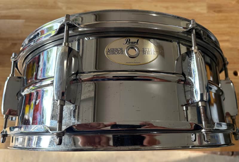 Pearl 14” x 5” Mirror Chrome Steel Shell Snare Drum image 1