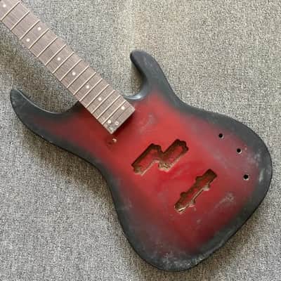 Red Burst 4 String Bass Basswood Body with Maple Neck, Rosewood Fingerboard image 2