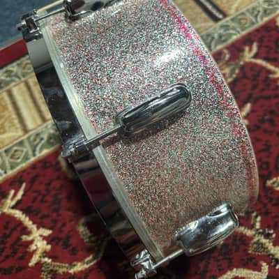 Slingerland 5x14 8 Lug Snare Drum October 1961 - Peacock Sparkle image 2