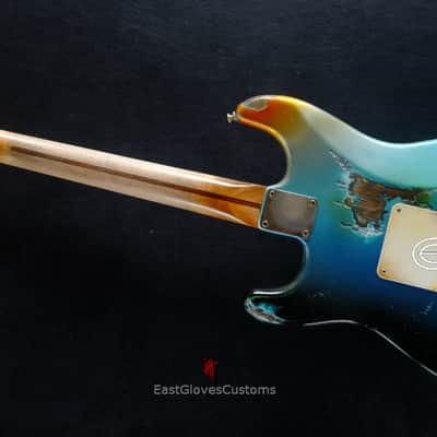 Fender Stratocaster HSS Galaxy Blue Aged Relic by East Gloves Customs (RARE) image 15