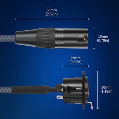 XLR Pass Through Cable, XLR Female Panel Mount to Male Connector Adapter, Mic Feed/Pass Thru Converter for Stage Box, Patch Panel, Floor Box (Female D-Type Male 2-Pack 2FT) image 2