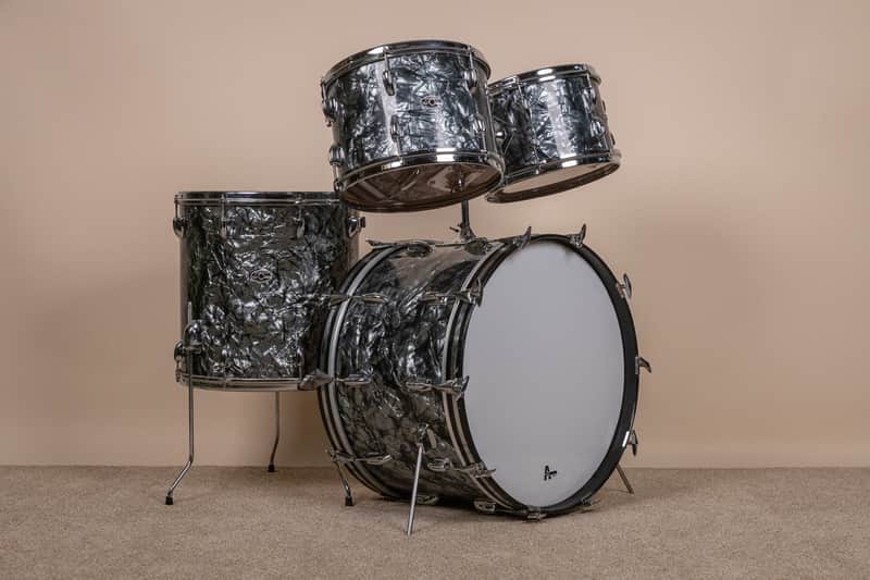 1970s Slingerland "New Rock" Black Diamond Pearl Drum Set image 1