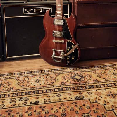 1972 Gibson SG Deluxe Cherry w/ 70s Gibson SG Case | Gibson Embossed T-Top Humbuckers, Factory Gibson Bigsby B5 image 16