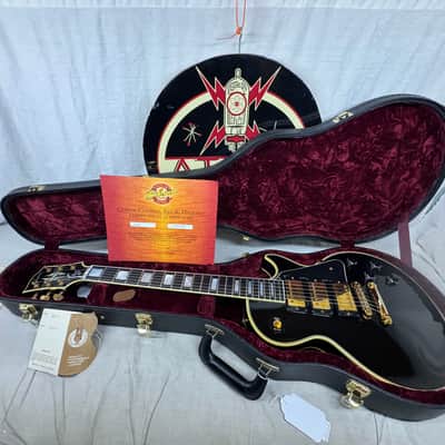 Gibson Custom Shop LPB-3 lpb3 Les Paul Custom Guitar with COA + Case - Ebony / Black image 1