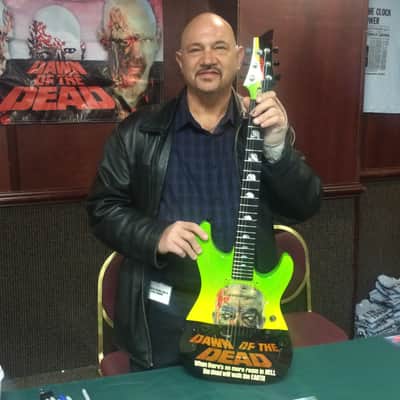 Custom Schecter 2002 NAMM Convention Horror Masterworks Display Catalog Guitar SIGNED Dawn Of The Dead George Romero Horror Halloween image 13