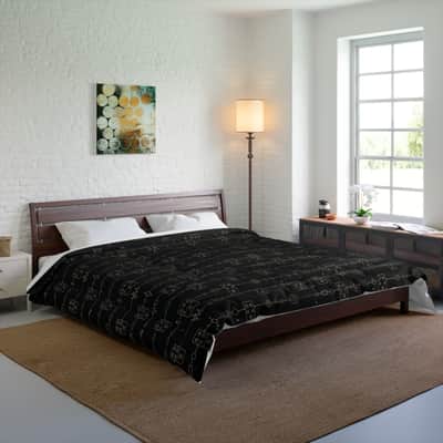 Guitar Pedalboard Comforter Blanket, FX Pedal Signal Chain Bedding, Minimal Music Studio Bedspread, Guitar Player Decor image 2