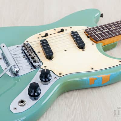 1968 Fender Mustang Vintage Offset Guitar Daphne Blue w/ Case image 6