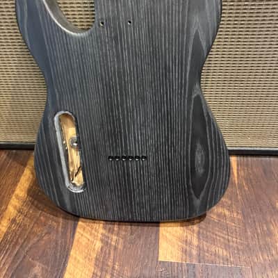 Partially Loaded Telecaster Body - Satin Black with White Dog Hair - Ash image 2
