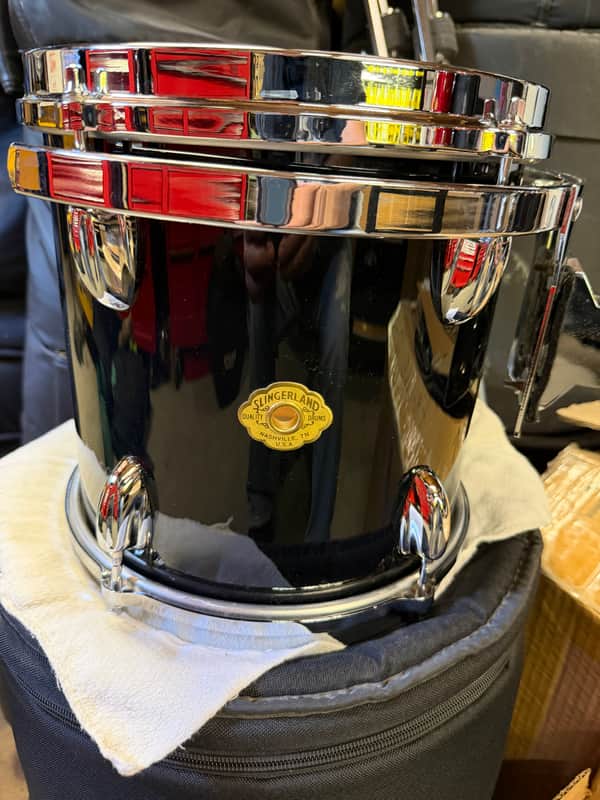 Slingerland Nashville Studio king 90s Gloss black wrap 10x10 tom Nice Cond! image 1