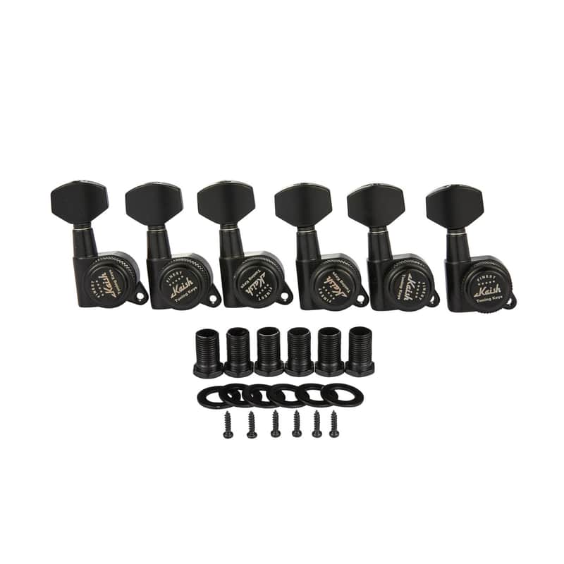 KAISH 18:1 Locking Tuners Tuning Keys Guitar Locking Tuning Machines with Mini Contemporary Buttons for Strat/Tele/Les Paul Electric/Acoustic Guitars Black image 1
