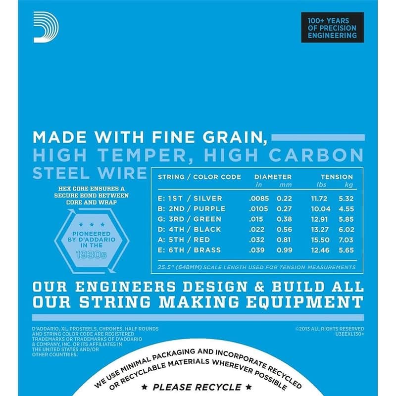 D'Addario EXL130+ Nickel Wound Electric Guitar Strings, Extra-Super Light Plus Hybrid Gauge image 2