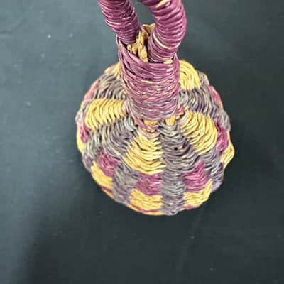 Authentic Caxixi, 5.5" x 3.75"", Colorful Rattan Woven, Dried Gourd Bottom - EXCELLENT image 6